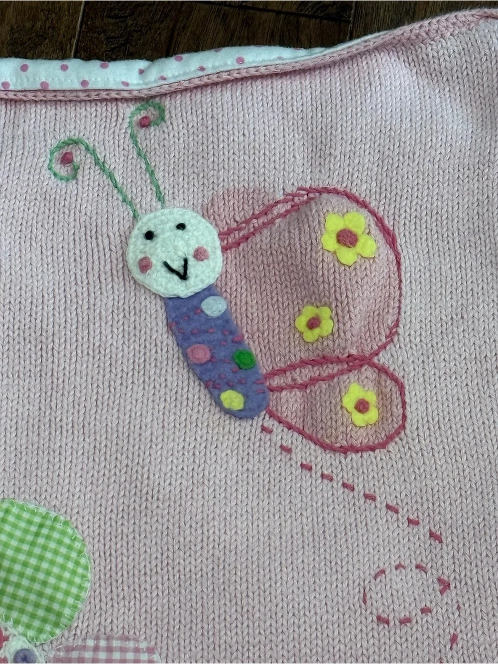 ArtWalk Knits For Kids Pink Cotton Garden Butterfly Bee Knit Baby Blanket 24x24